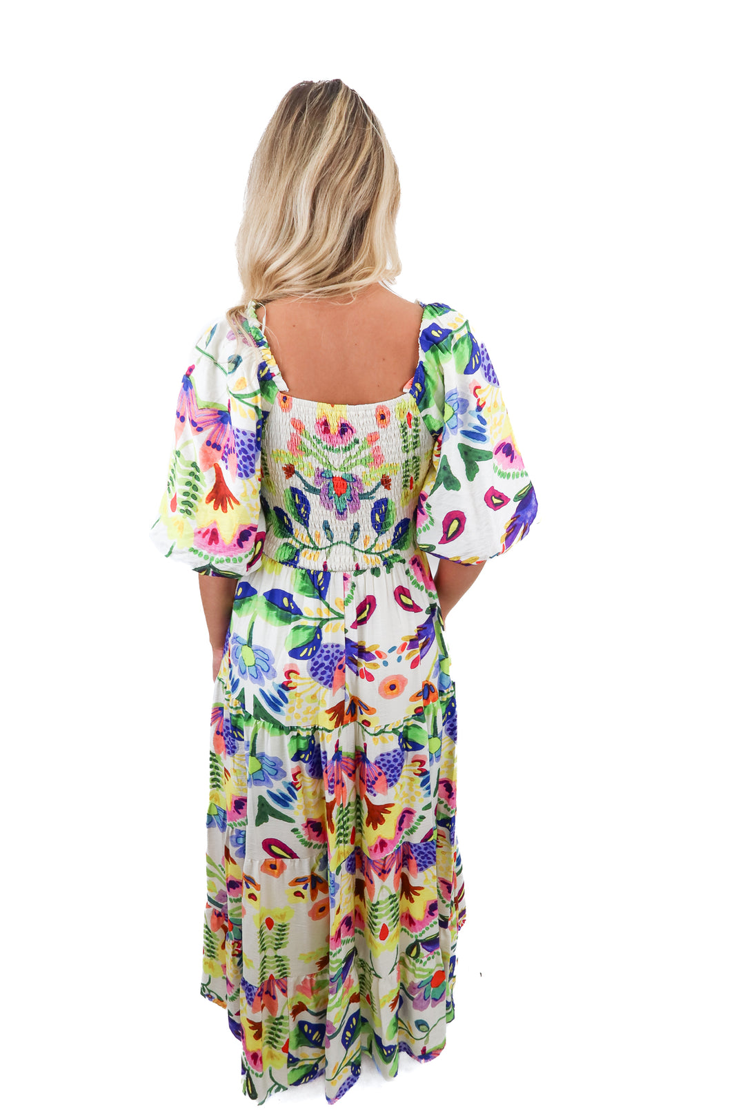 J.nna cream floral maxi dress (XS)