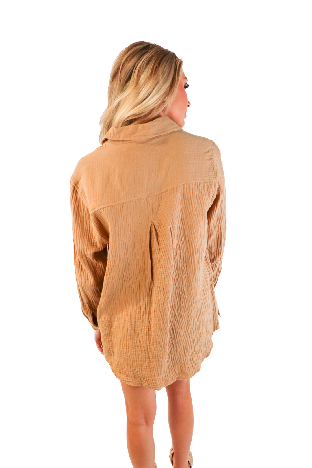 Millibon brown gauze button up (s)