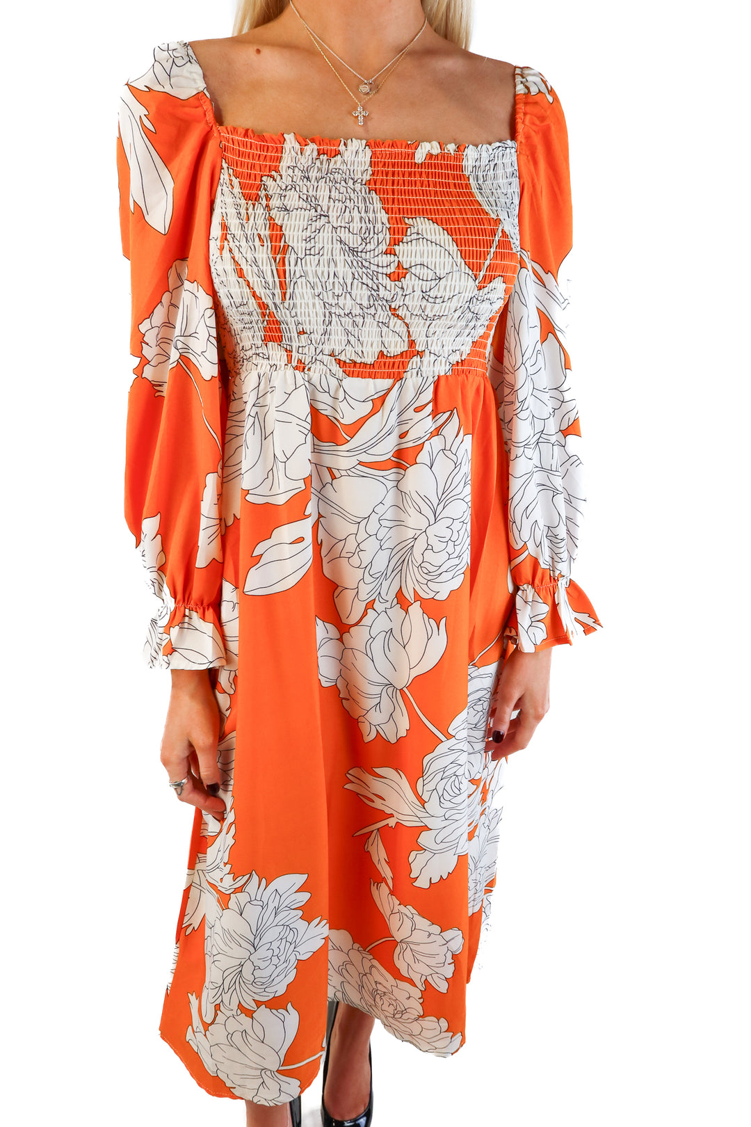 Sunday Up Orange floral maxi dress (s)
