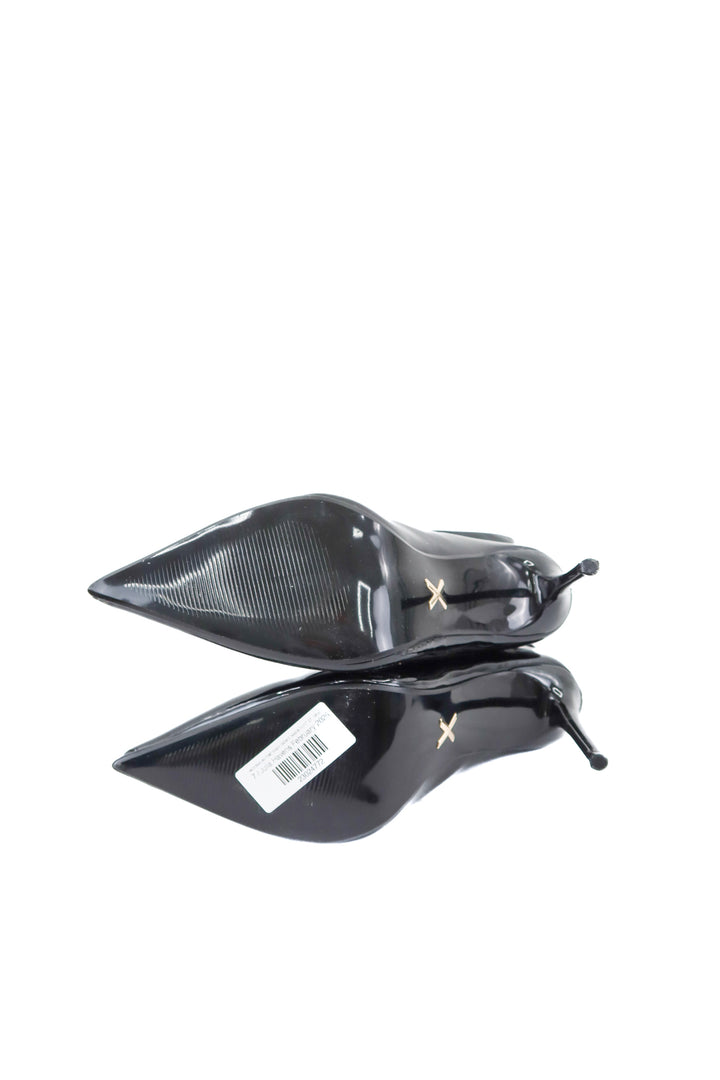 express pointed black patent boots NWT (7; retail $98)