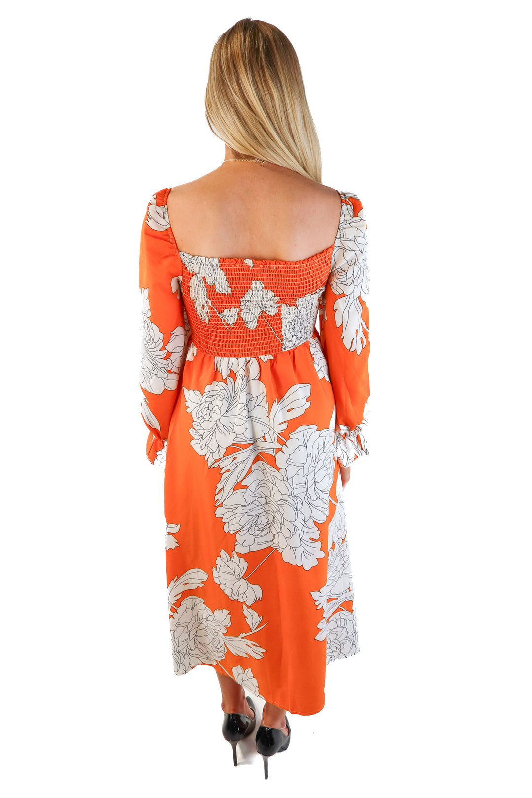 Sunday Up Orange floral maxi dress (s)