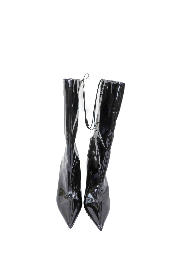 express pointed black patent boots NWT (7; retail $98)