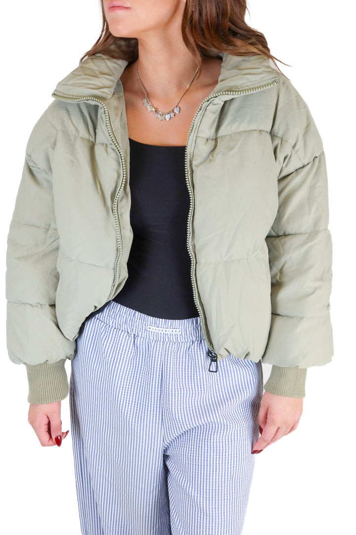 Sage green puffer jacket (S)