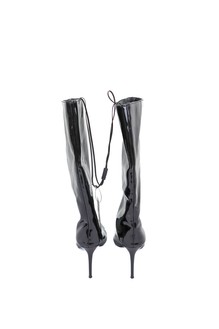 express pointed black patent boots NWT (7; retail $98)