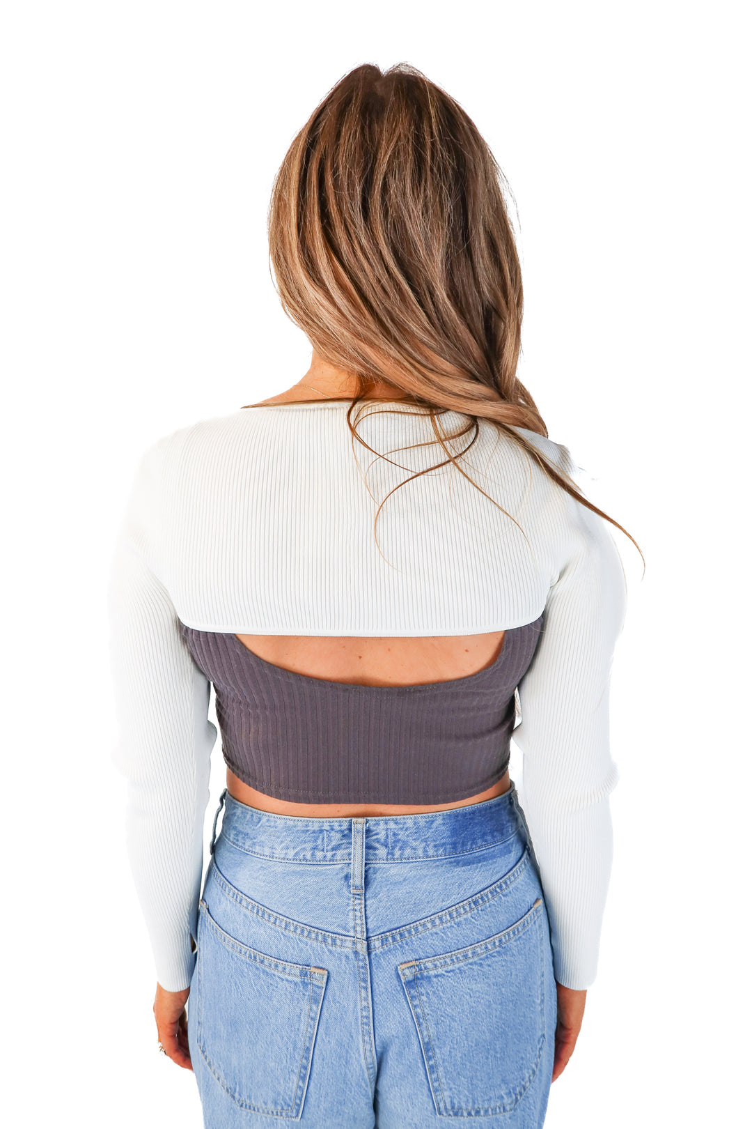 dionlee white ribbed shrug (8; retail  $130)