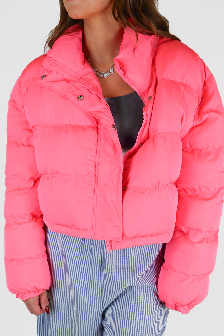 Cloud Ten hot pink puffer jacket (M)