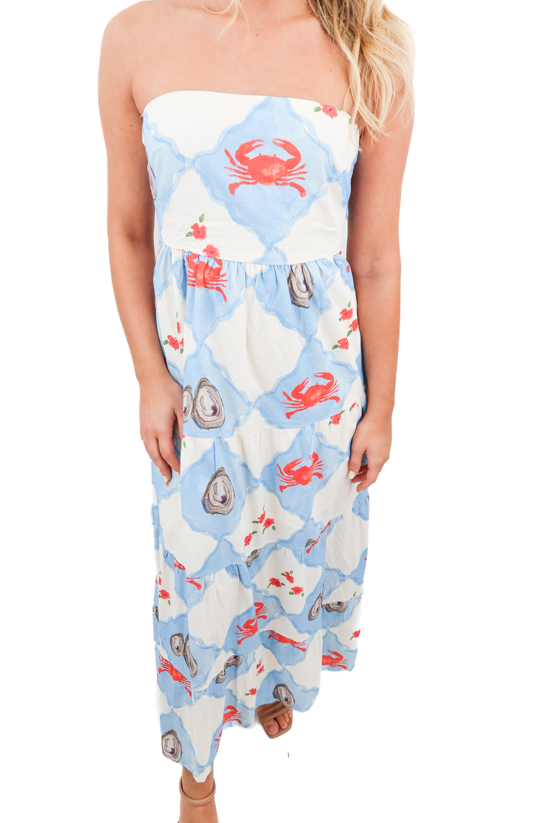 Bailey Rose strapless oyster print maxi dress (XS)