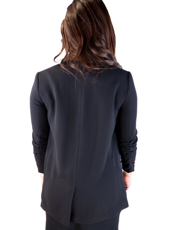 H&M black open blazer with ruched sleeves (6)
