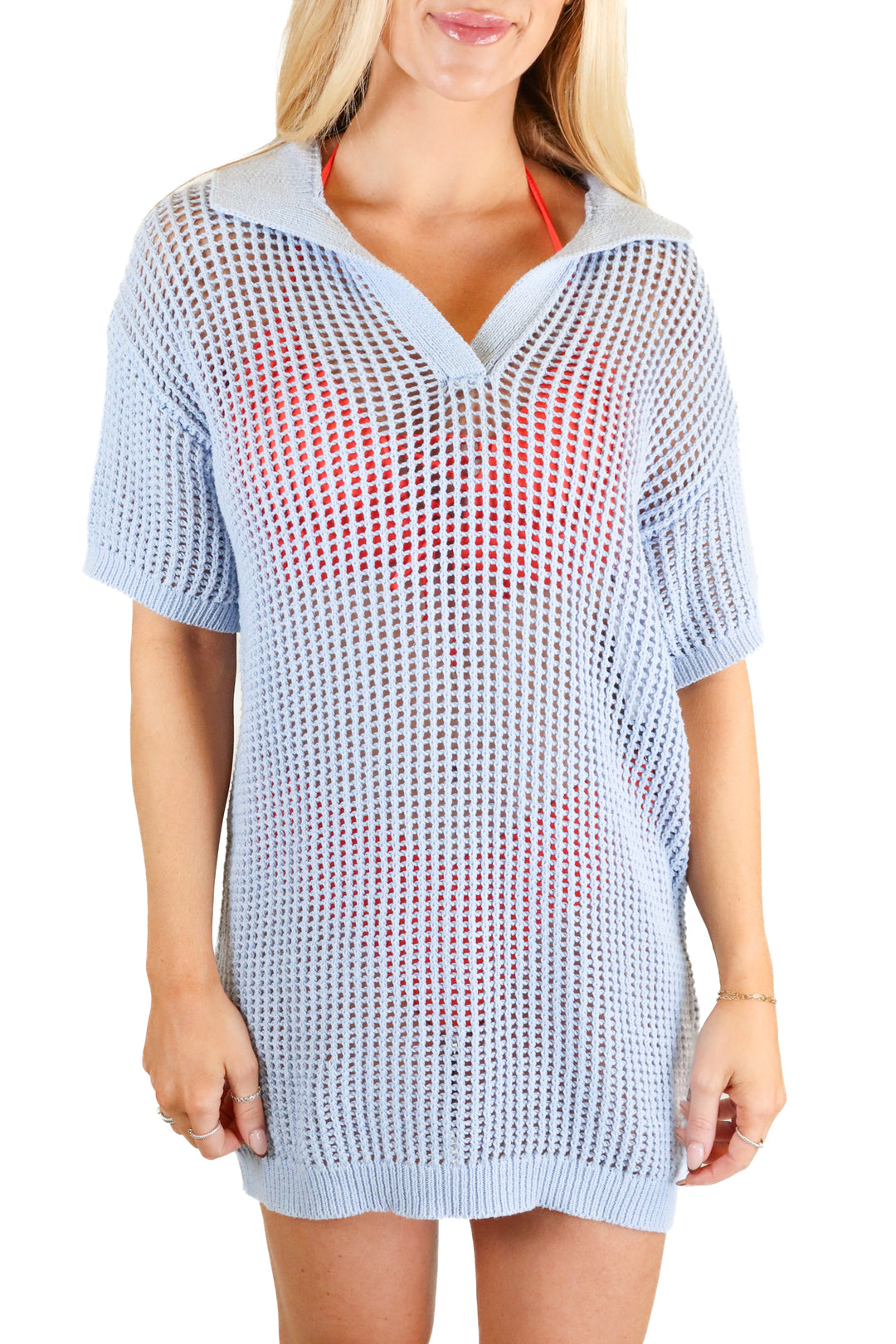 Lelis Baby Blue Knit Collared Shirt (S)
