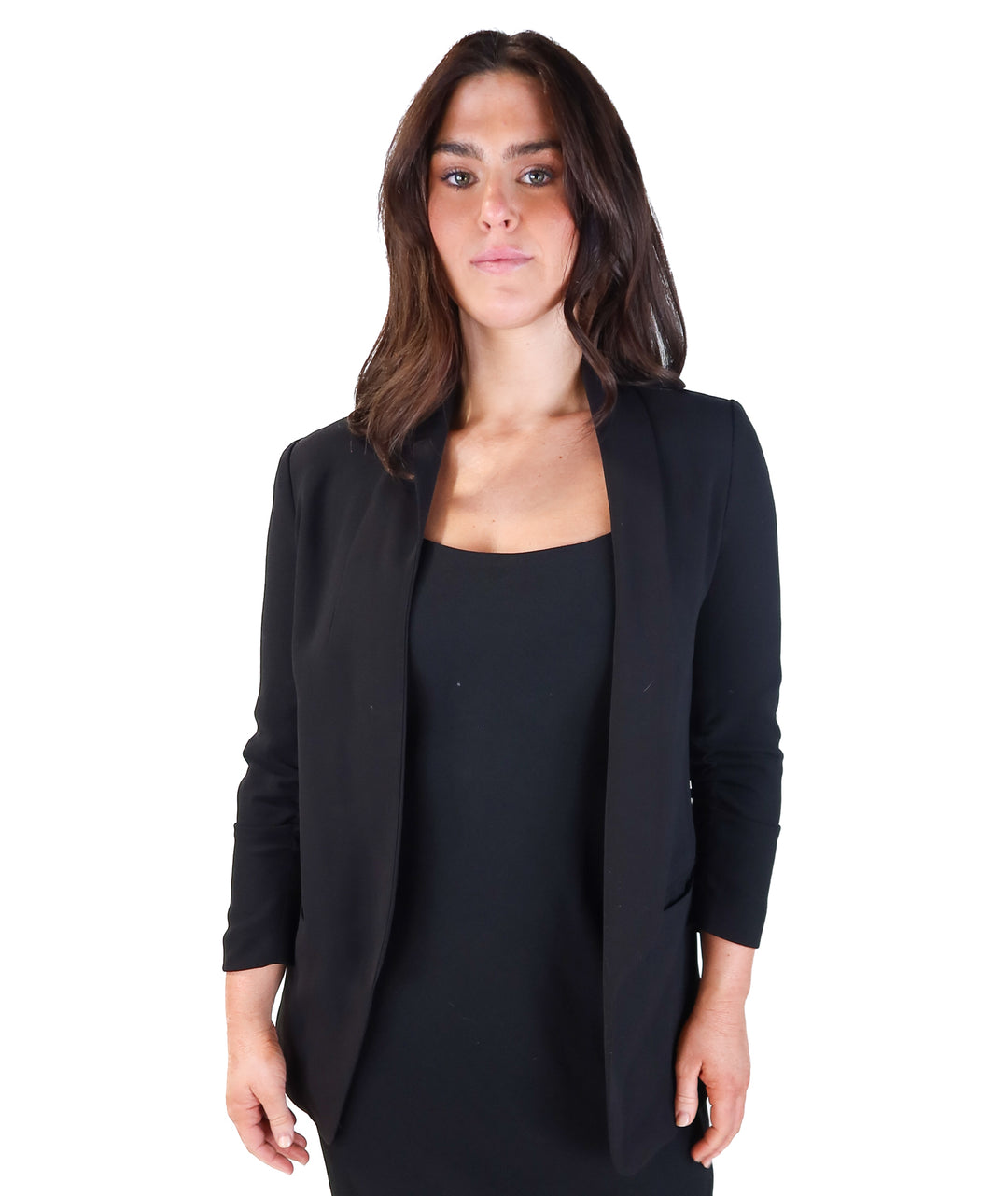 H&M black open blazer with ruched sleeves (6)