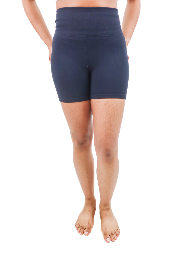wellbeing + beingwell black ribbed biker shorts (s; retail $68)