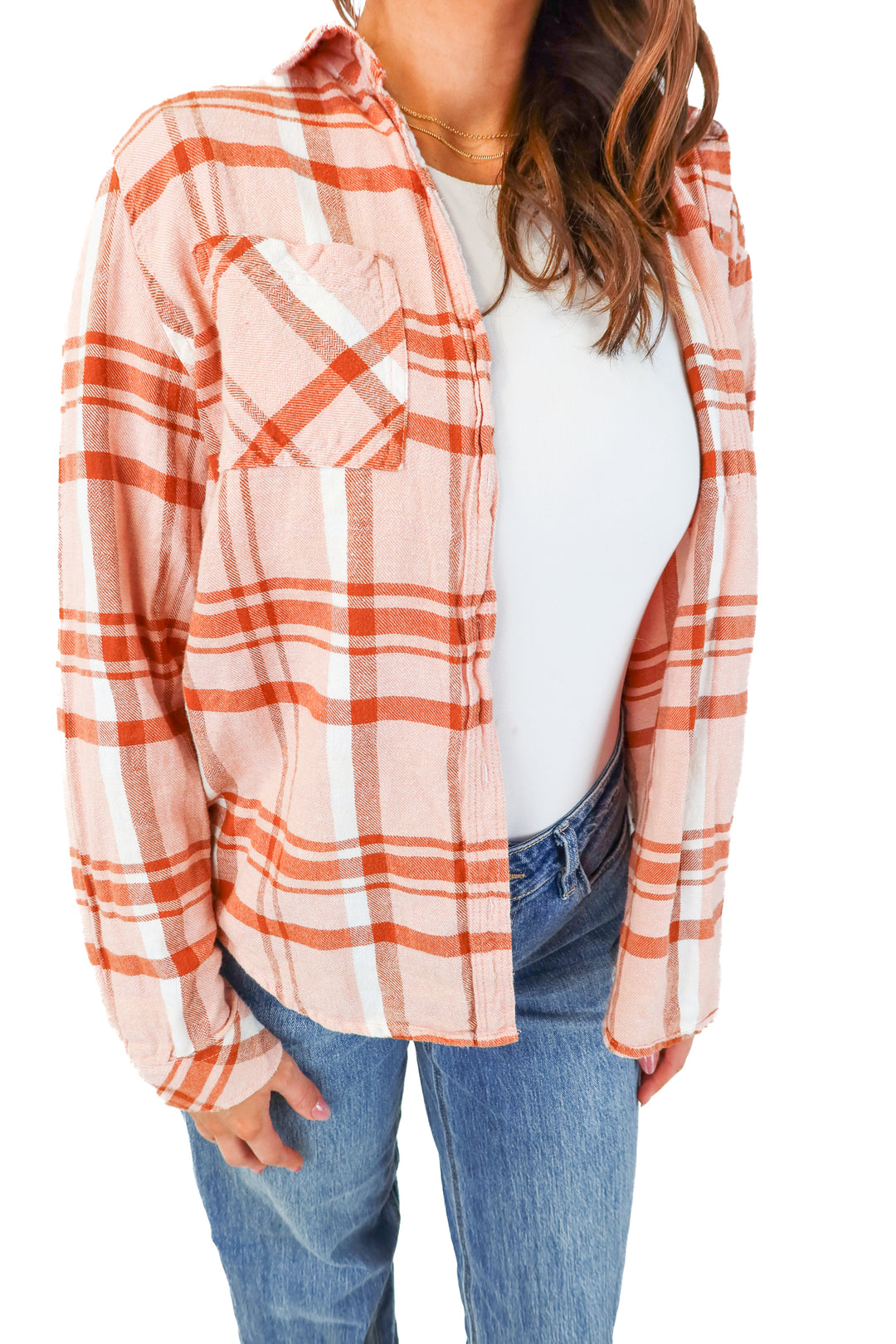 SOLD: universal thread pink flannel (s)