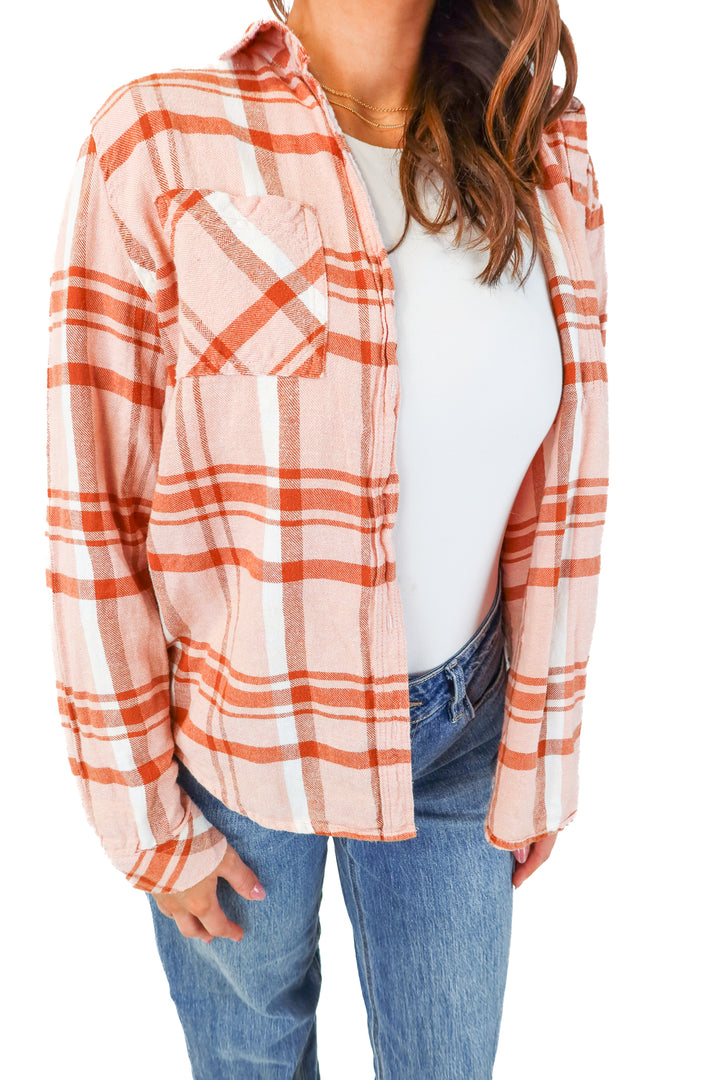 SOLD: universal thread pink flannel (s)