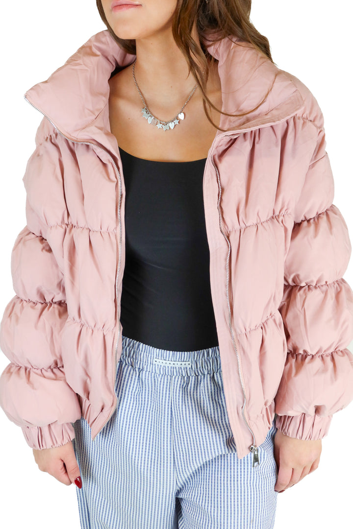 Princess Polly light pink puffer jacket (S; retail $120)