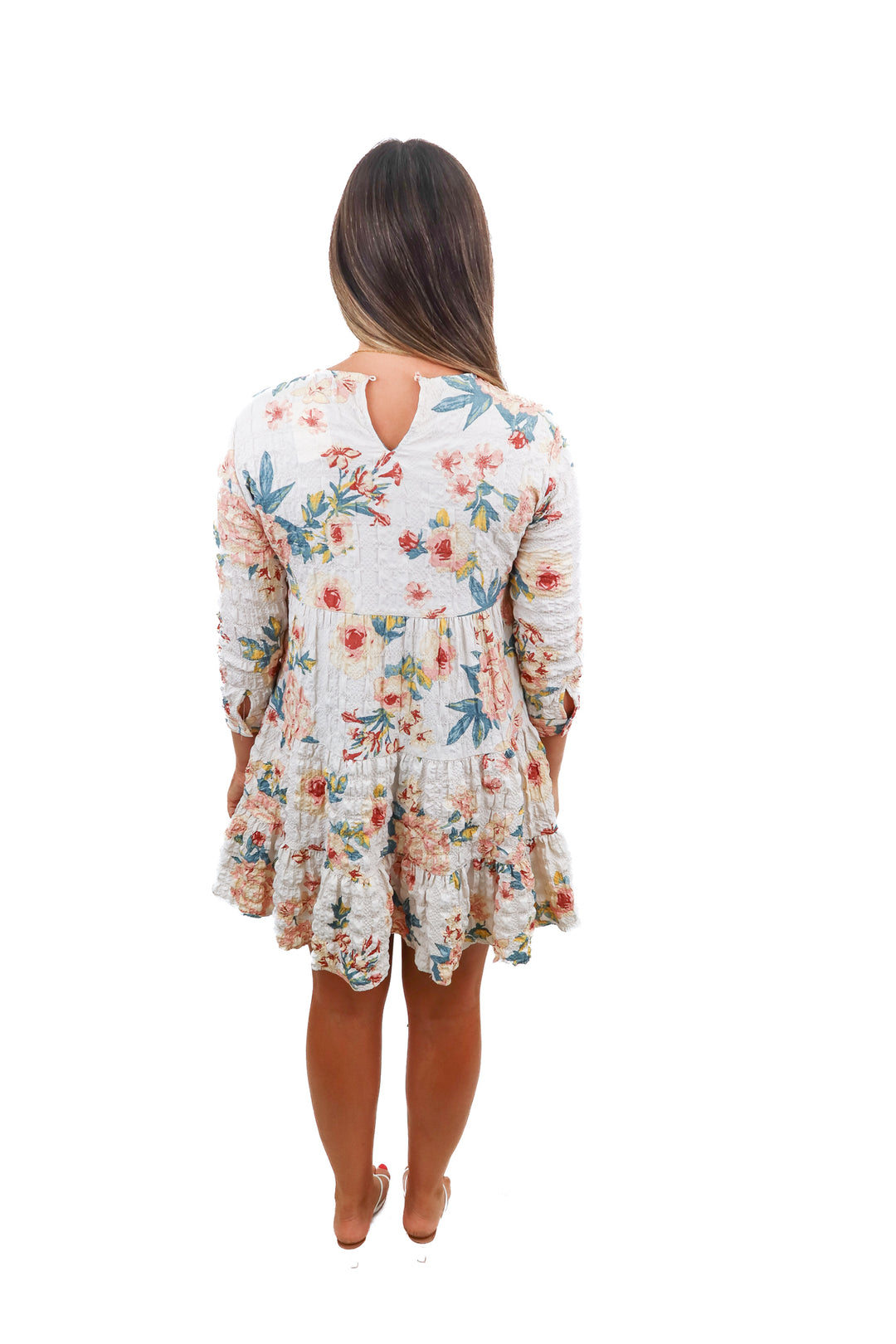 zara babydoll floral long sleeve dress (s)