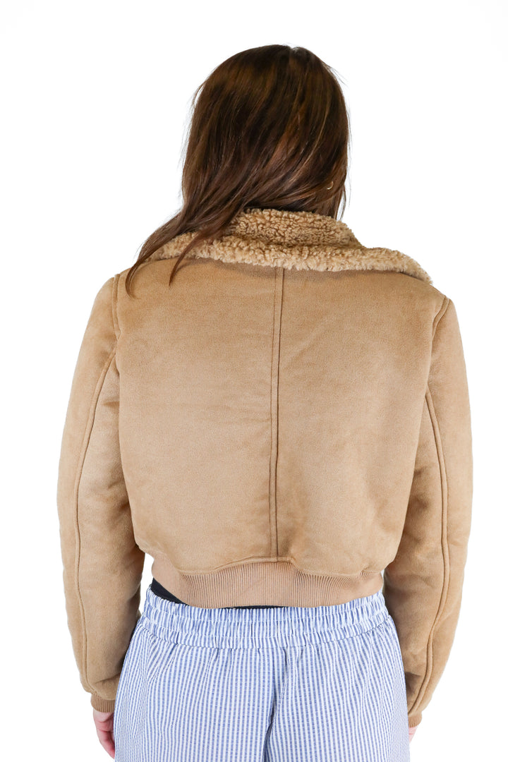 Princess Polly brown suede wool jacket (S; retail $120)