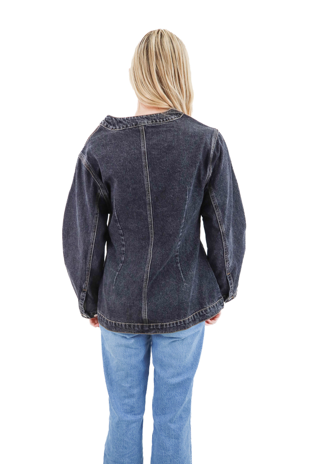 VRG grl black denim jacket nwt (6; retail $199)