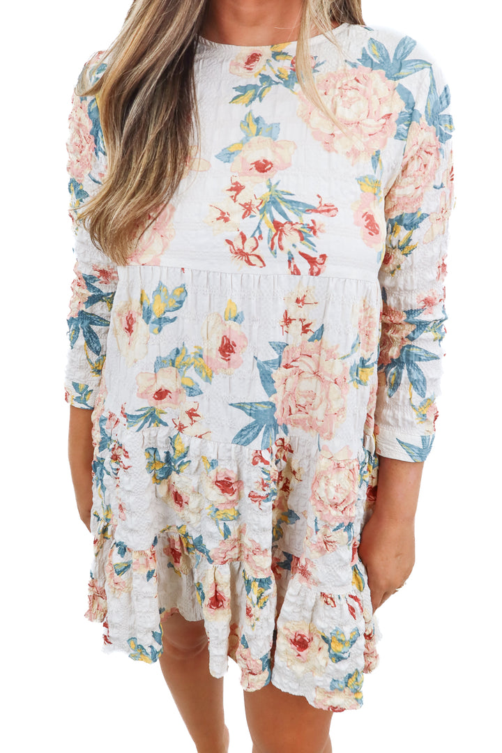 zara babydoll floral long sleeve dress (s)