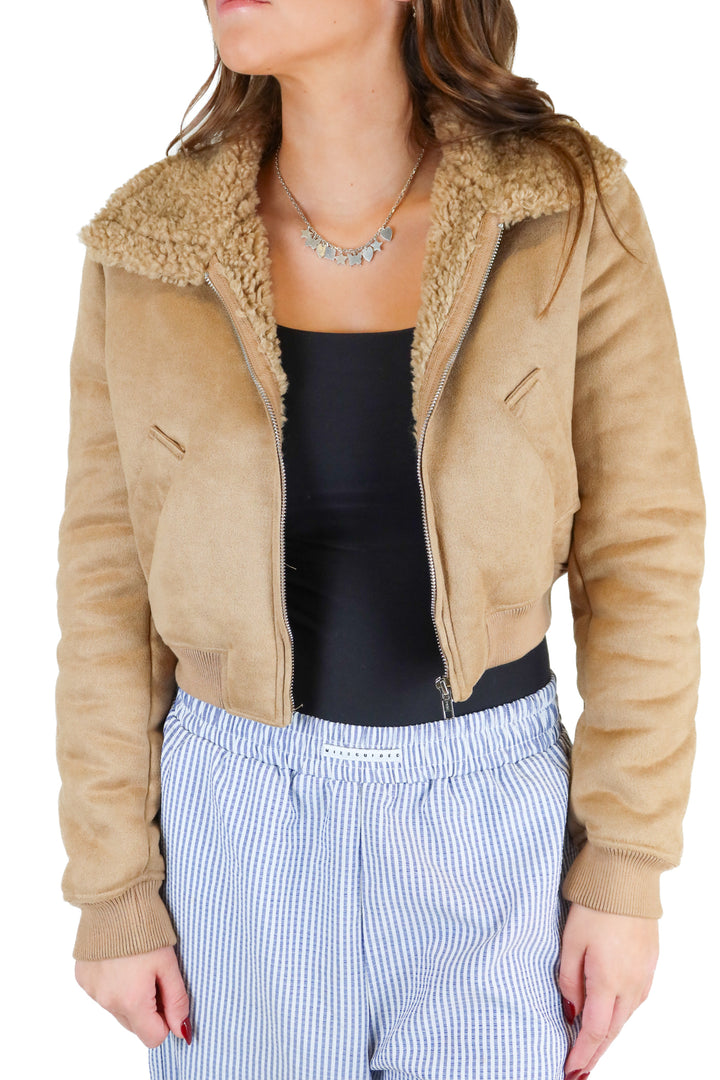 Princess Polly brown suede wool jacket (S; retail $120)