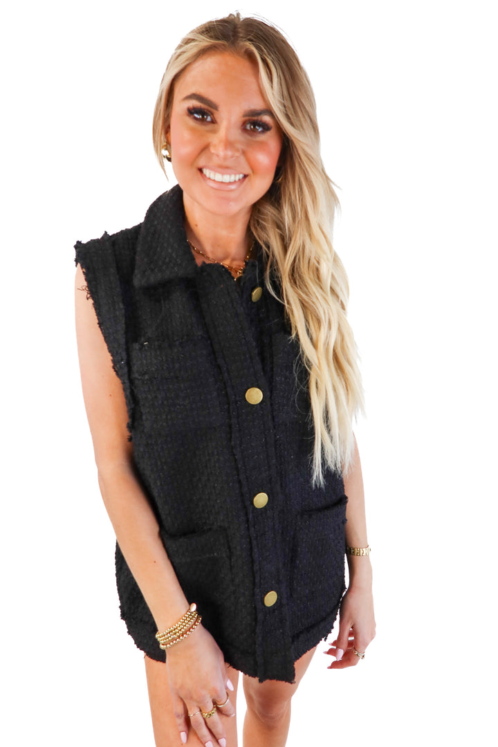 Miou Muse Black Tweed Vest NWT (M)