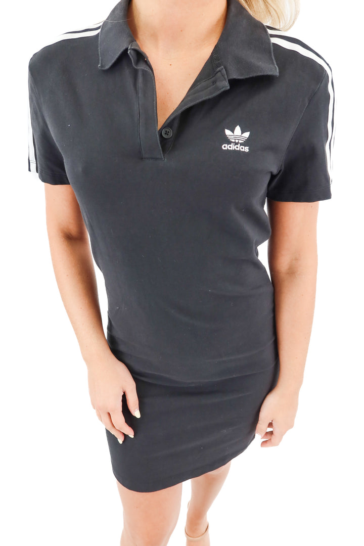 adidas black polo mini shirt dress (S)