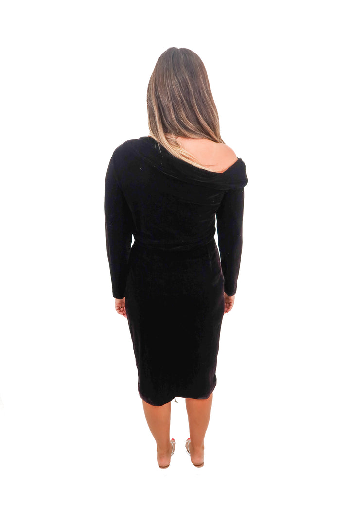 Theory Off-The-Shoulder Velvet Midi-Dress (8; retail $595)