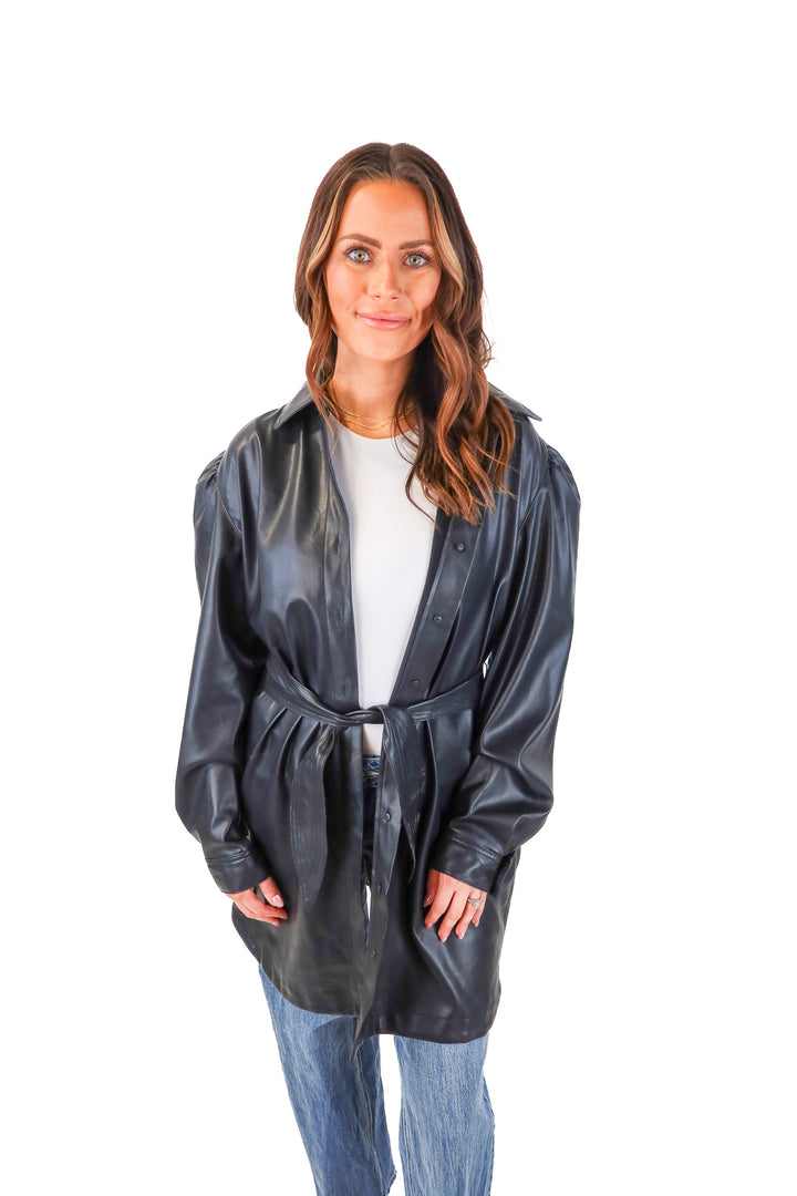 steve madden black vegan leather dress (s*; retail $99)