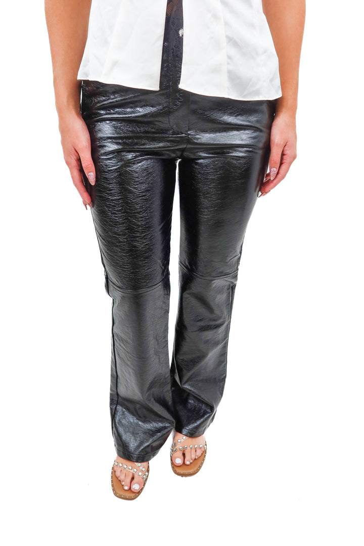 lumiere black patent pants NWT (s; retail $235)