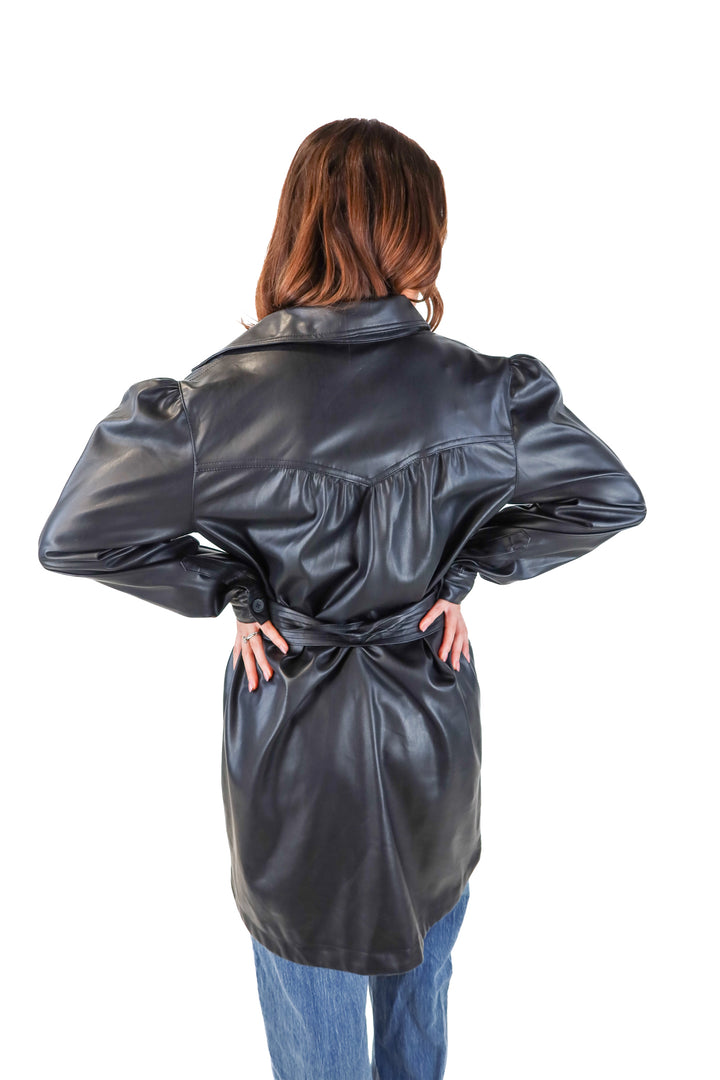steve madden black vegan leather dress (s*; retail $99)