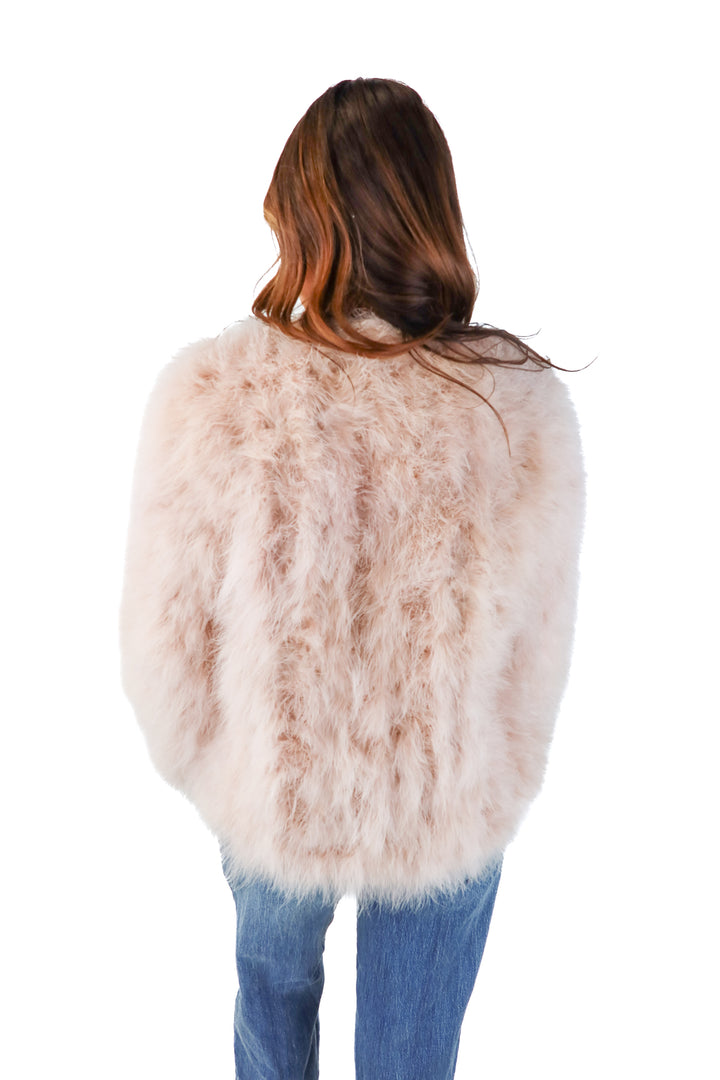 bella fare pink feather jacket (xs; retail $299)