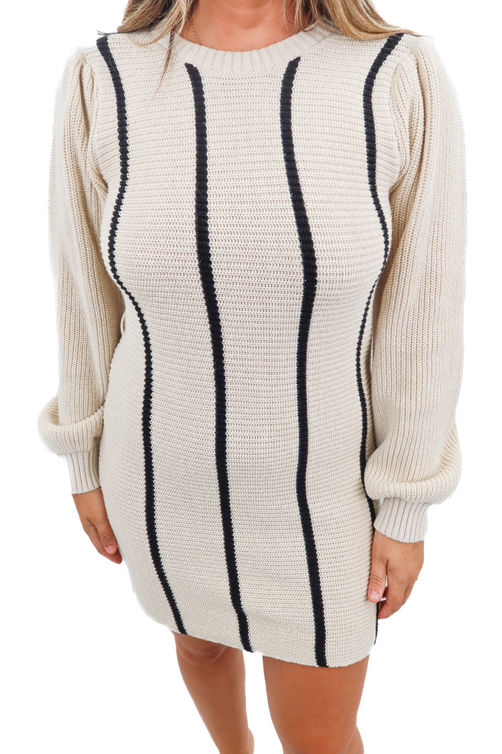 vici beige/black knit midi dress (m; retail $69)