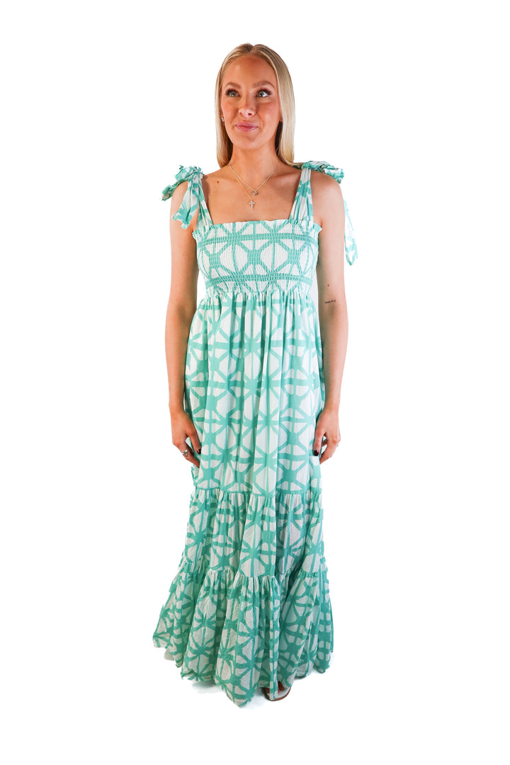 Sheridan French green/white maxi dress (0; retail $385)