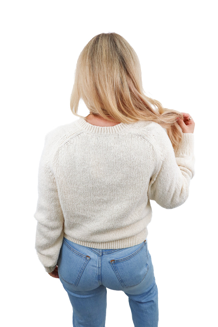 buck mason ivory vneck sweater (m; retail $198)