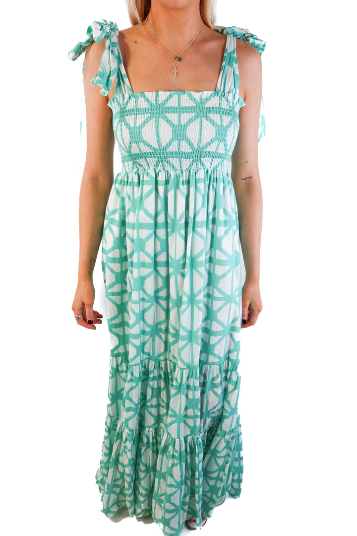 Sheridan French green/white maxi dress (0; retail $385)