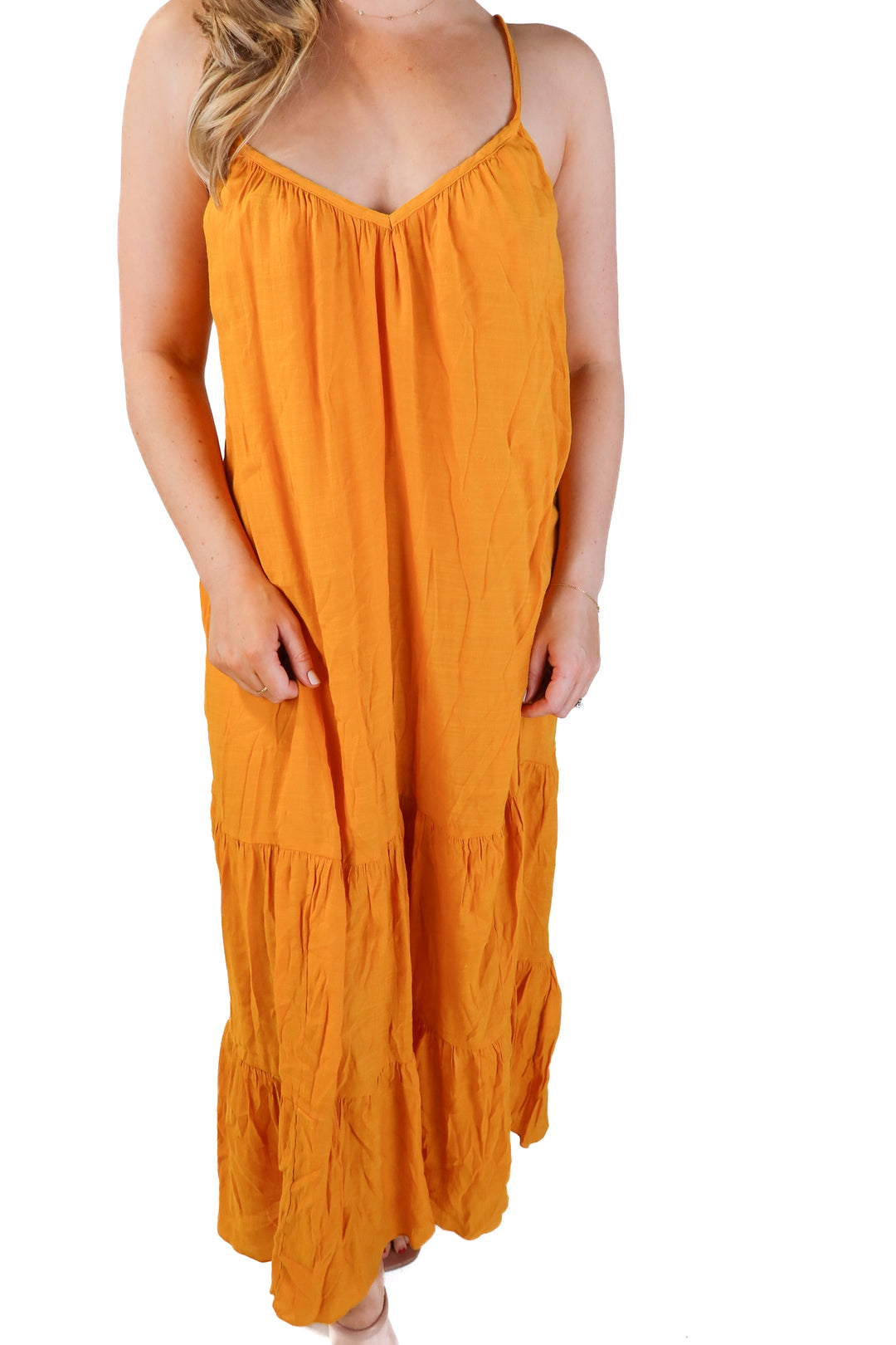 shimmer marigold maxi shift dress (s)