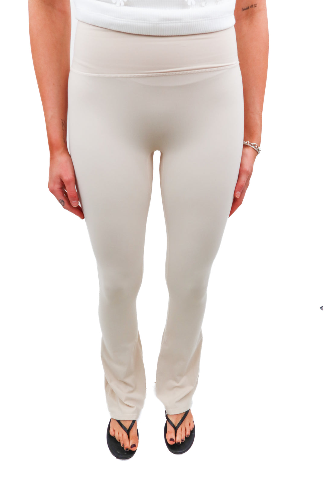 buff bunny cream yoga pants (s; retail $74)