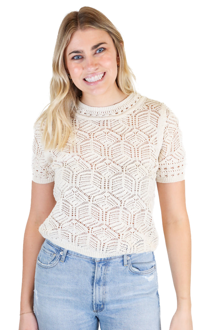 DH New York Cream Crochet Sweater NWT (S; $158)