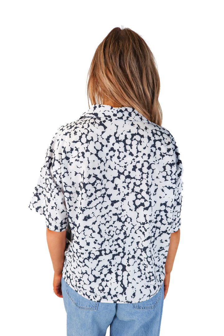 DKNY white/black printed top NWT (L; retails $59)
