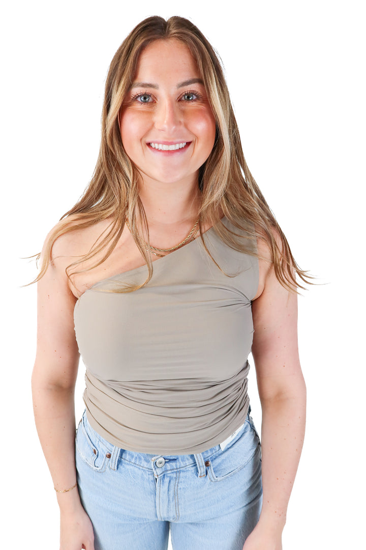 abercrombie & fitch one shoulder ruched top (M)