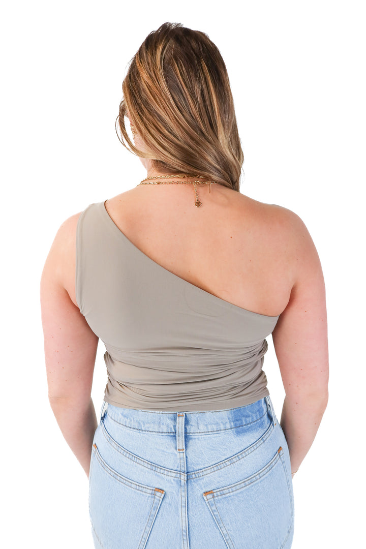 abercrombie & fitch one shoulder ruched top (M)