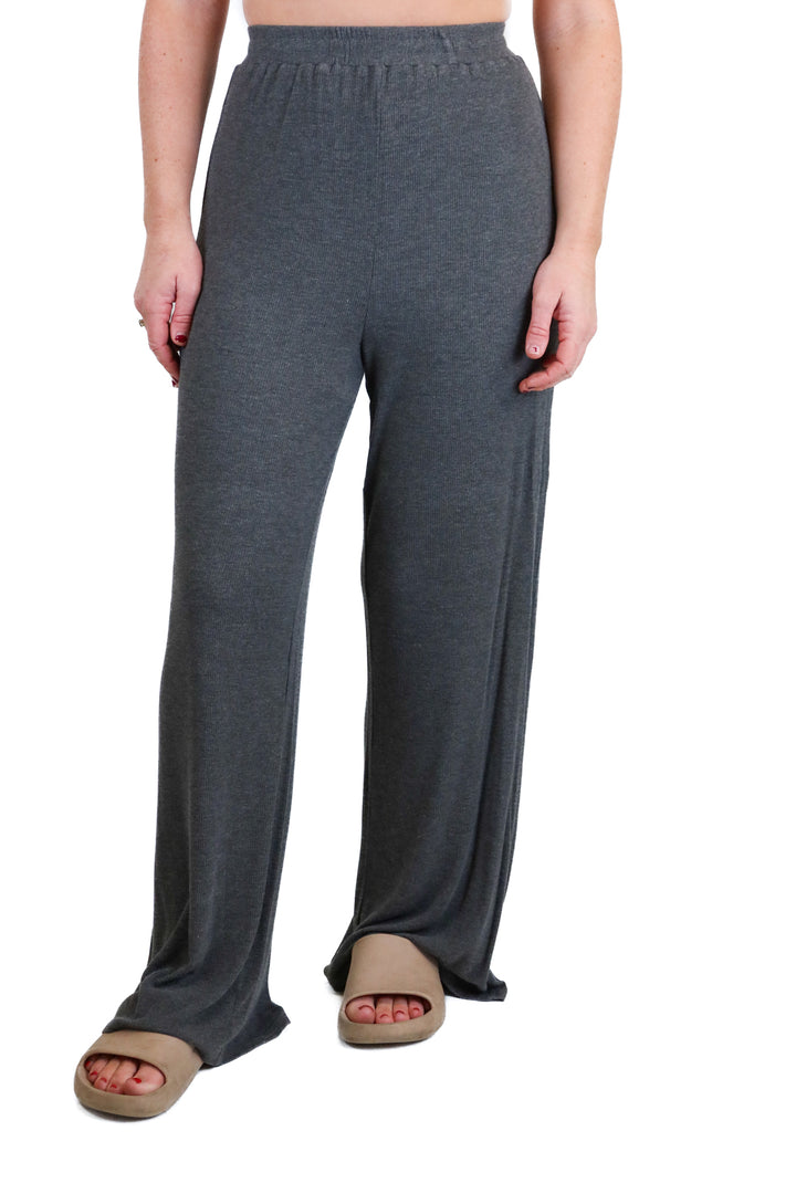 kittenish dark grey ribbed lounge pants (xs)