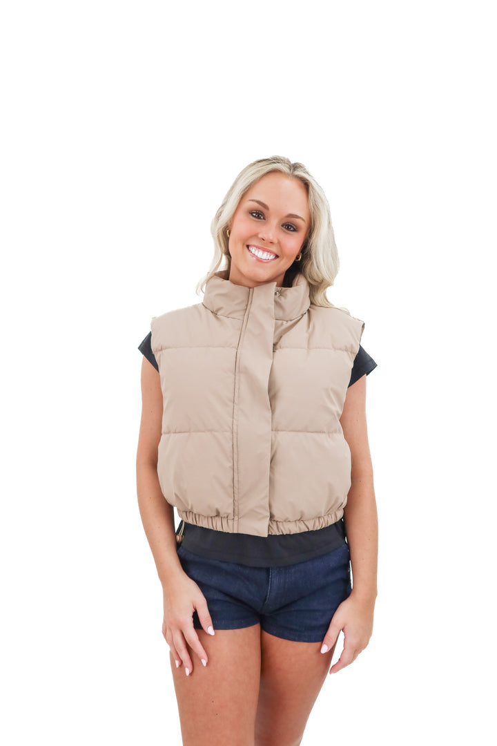 windsor taupe puffer vest nwt (s; retail $39.90)