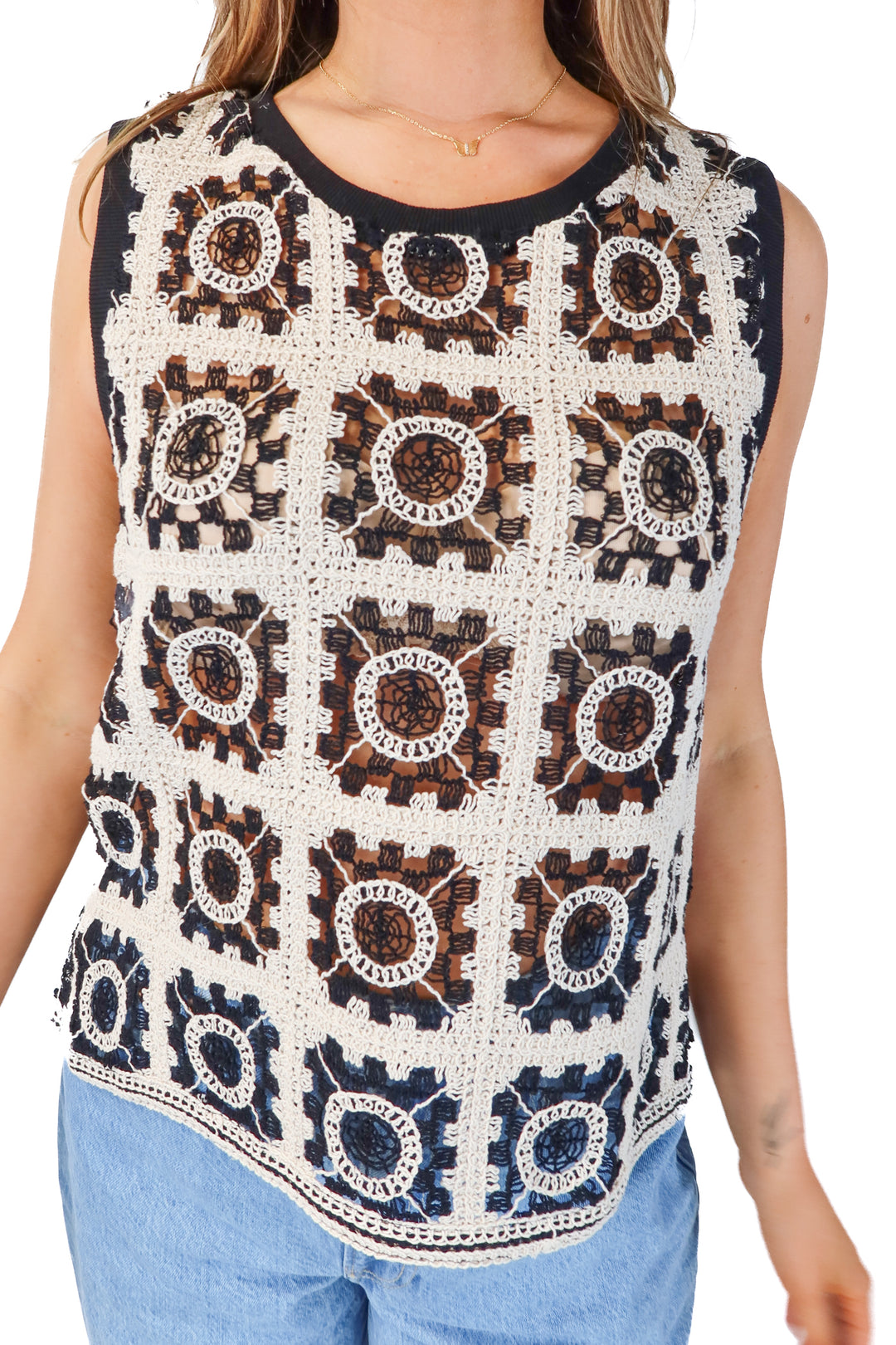 SOLD: adrianna papell crochet tank NWT (m; retails $89)