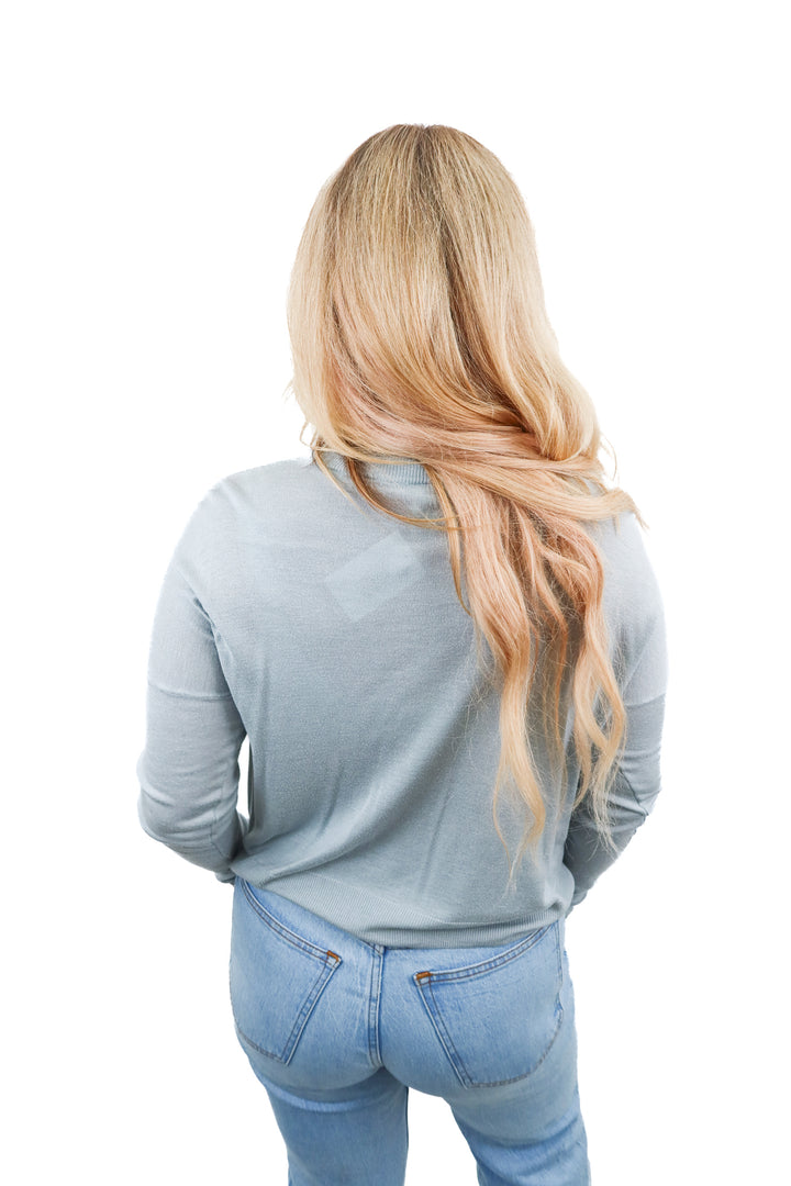 h&m basics blue crewneck sweater (m)