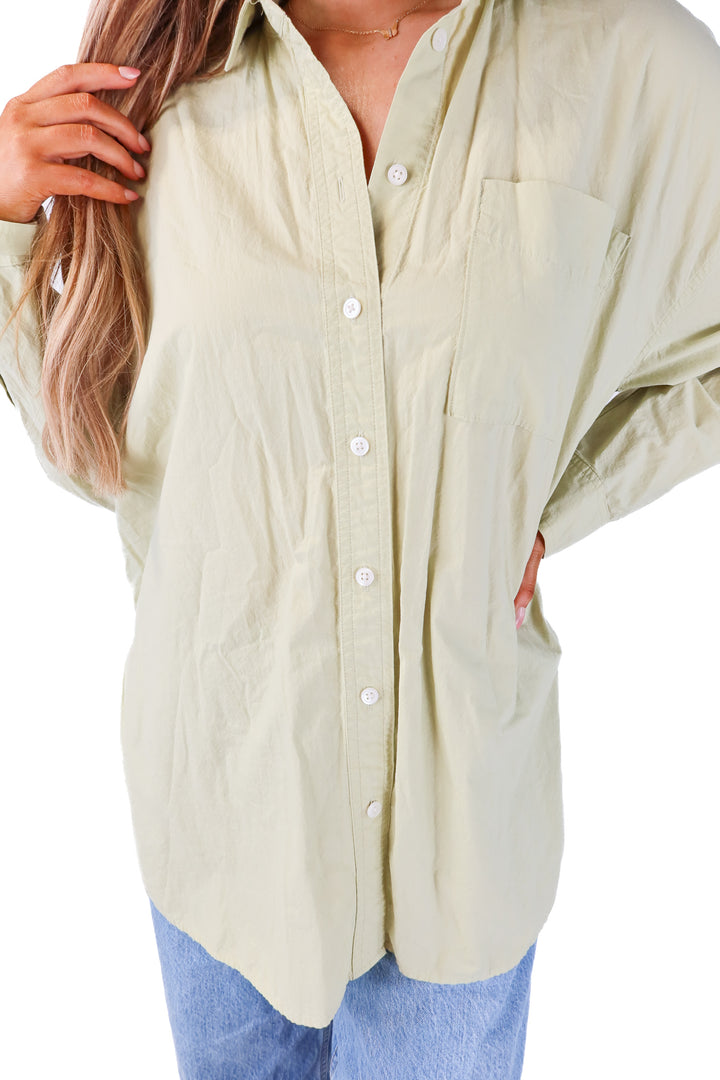 madewell green button up (L; retail $98)