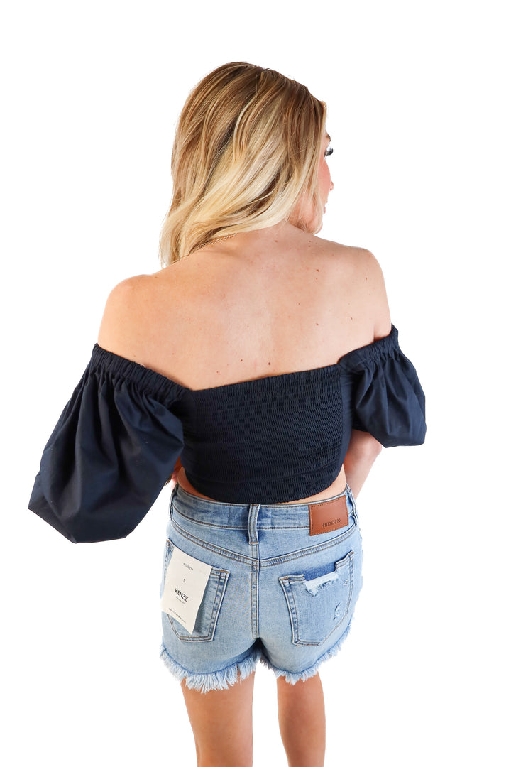 Abercrombie & fitch black puff sleeve top (xs)