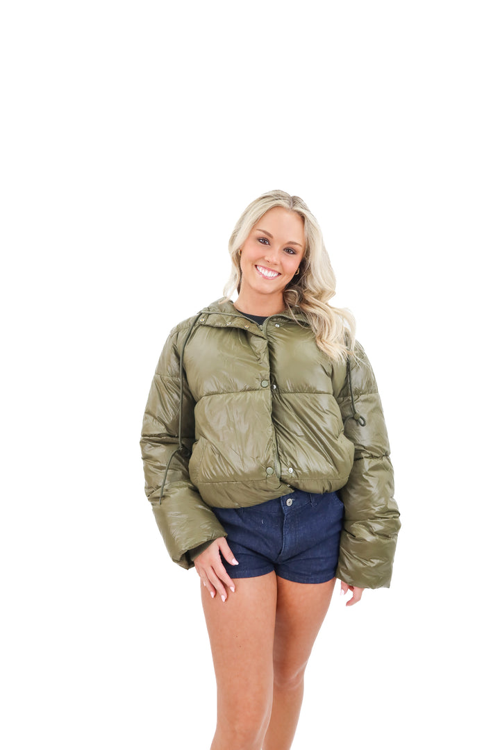 petal & pup olive puffer jacket nwt (s; retail $97)
