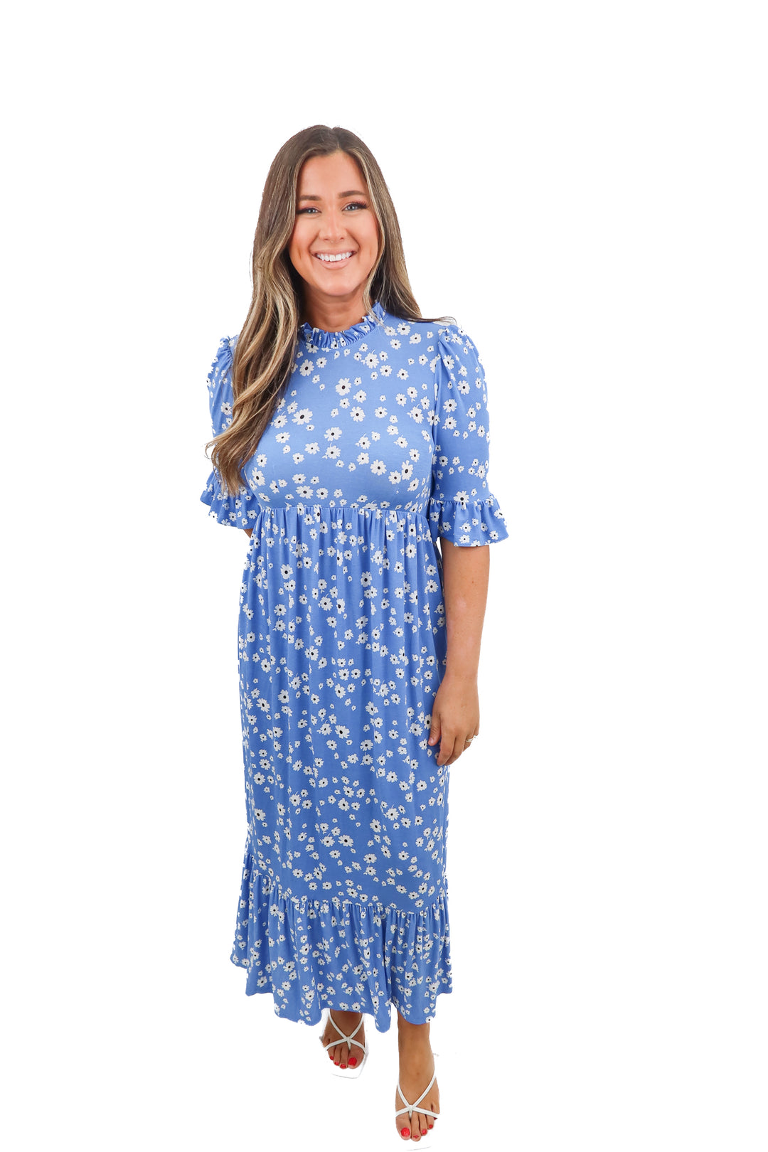 asos blue floral maxi dress (6; retail $65)