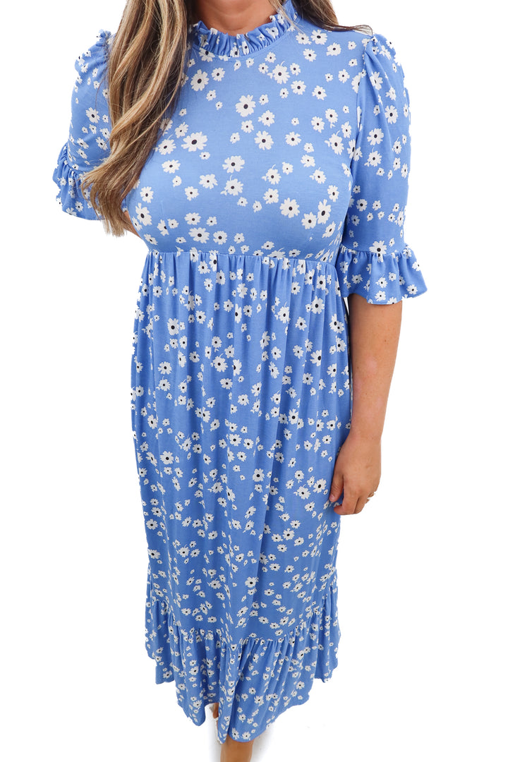 asos blue floral maxi dress (6; retail $65)