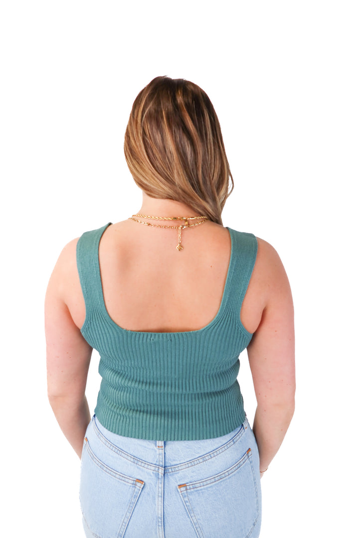 abercrombie & fitch teal ribbed tank (S)